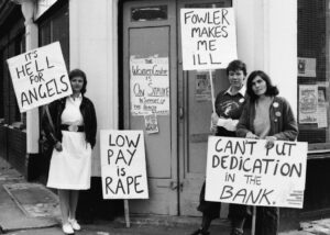 Women labor activists striking for wages for housework