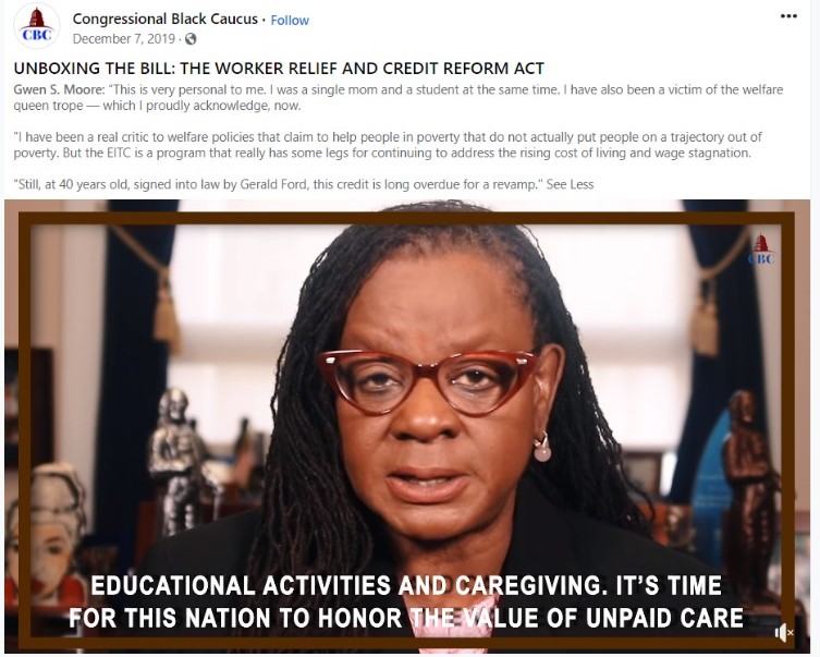 Rep. Gwen Moore speaking on the WRCR Act in 2019.